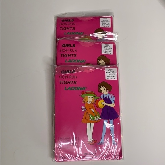 New 3 packs nwt girls non-run pink tights 12-14 kids - Picture 5 of 5